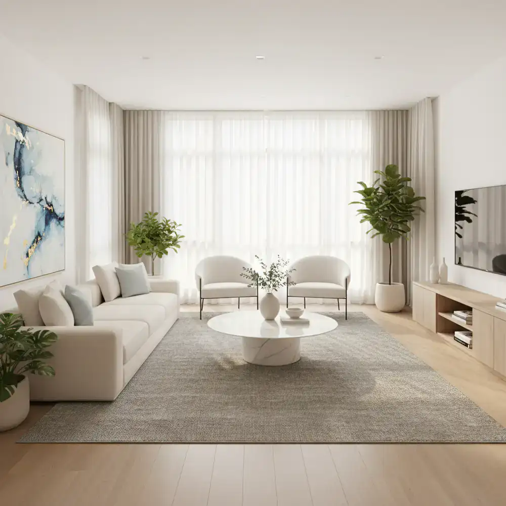 A professionally cleaned, bright living room